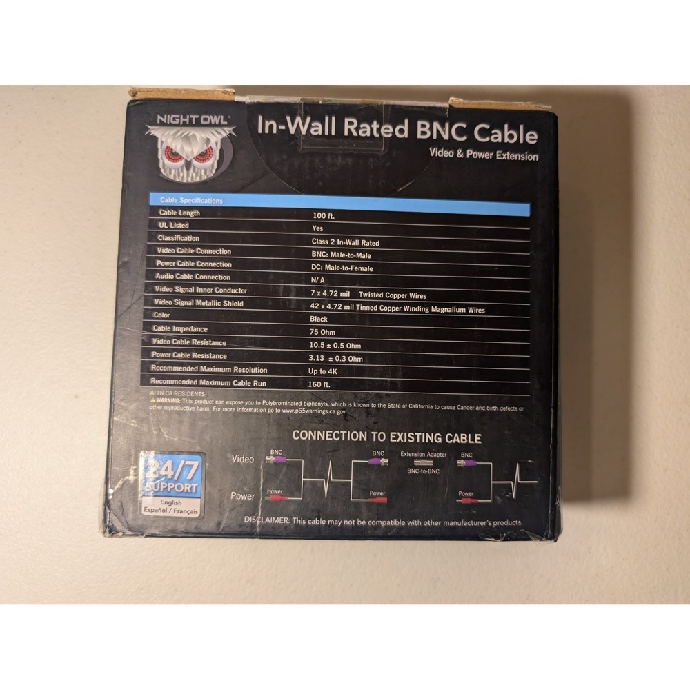Night Owl 100ft BNC Video & Power Extension Cable | CAB-1004KV1 | Distressed Box - Picture 3 of 4